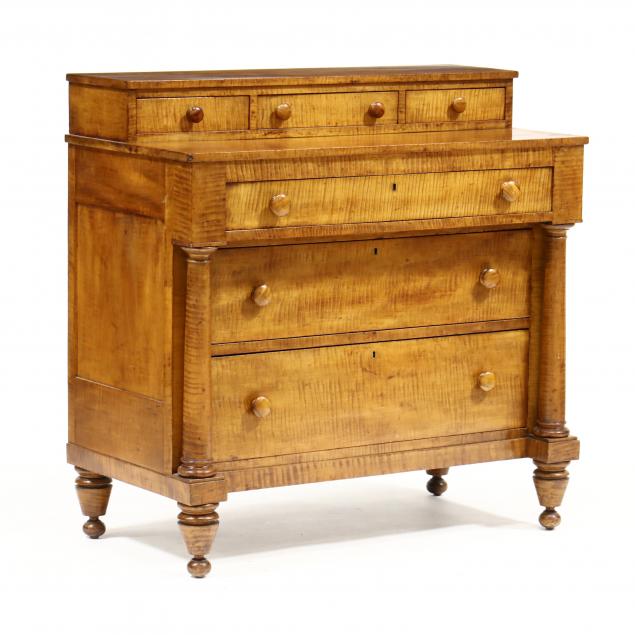 Appraisal: MID-ATLANTIC LATE CLASSICAL TIGER MAPLE CHEST OF DRAWERS Circa -