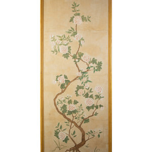 Appraisal: A Chinese Painted Wallpaper Panel in a Giltwood Frame th