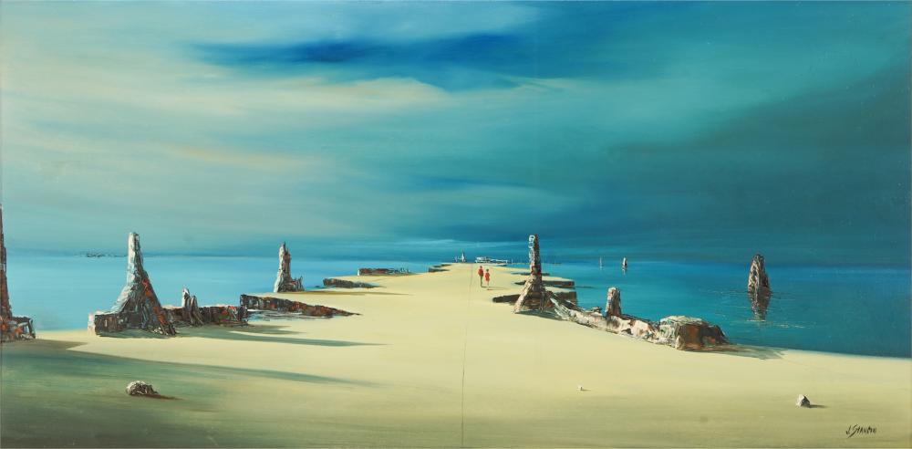 Appraisal: JOHN STANCIN AMERICAN - SURREALIST LANDSCAPEoil on canvas signed lower