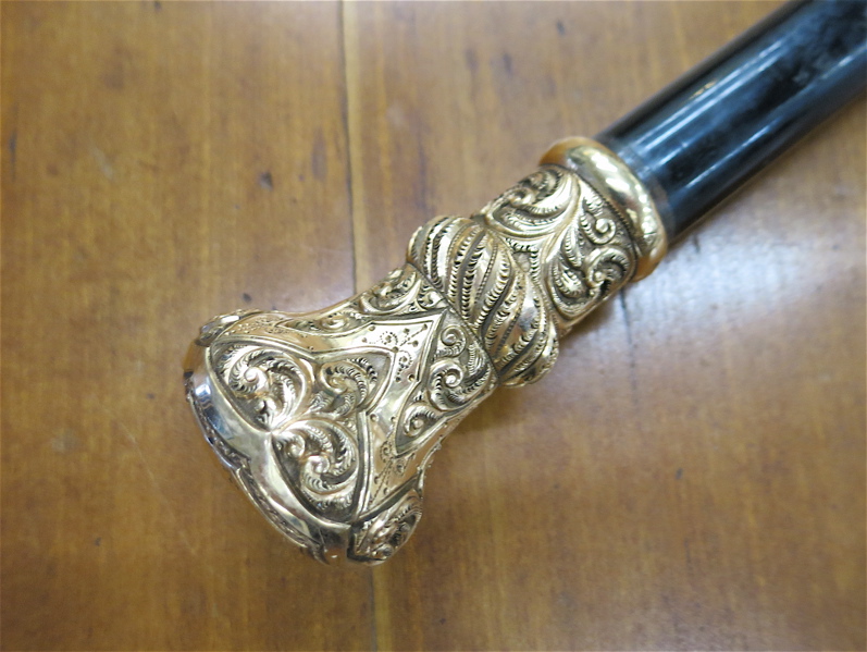 Appraisal: WHITING DAVIS GOLD FILLED KNOB HANDLE CANE marked WDC in