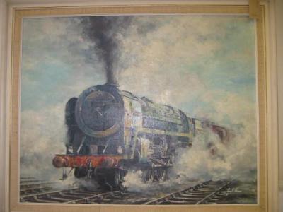 Appraisal: Geoff Shaw oil painting Locomotive Britannia signed x painted frame