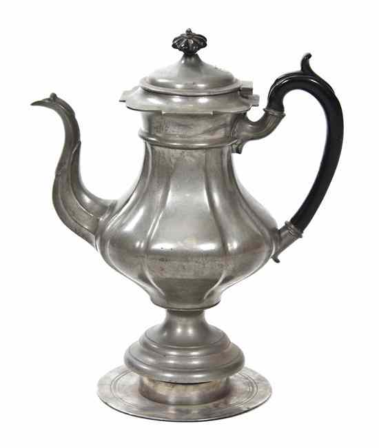 Appraisal: An English Pewter Coffee Pot together with an inkstand Height