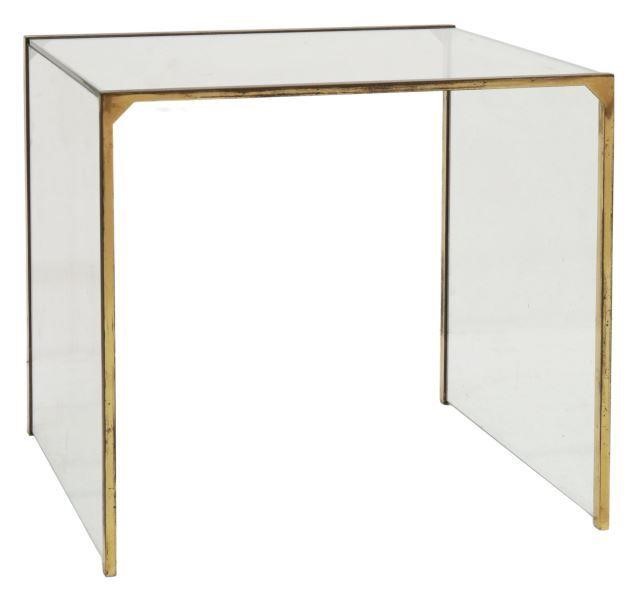 Appraisal: Italian modern glass side table c s clear glass top