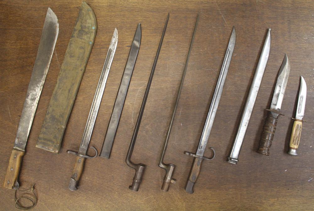 Appraisal: COLLECTION OF SEVEN BLADED ITEMS including four bayonets Japanese type