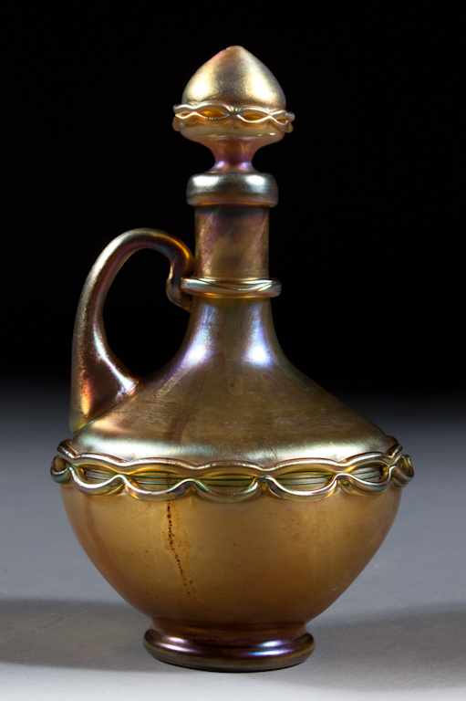 Appraisal: Tiffany favrile glass decanter early th century with ''Tiffany Favrile