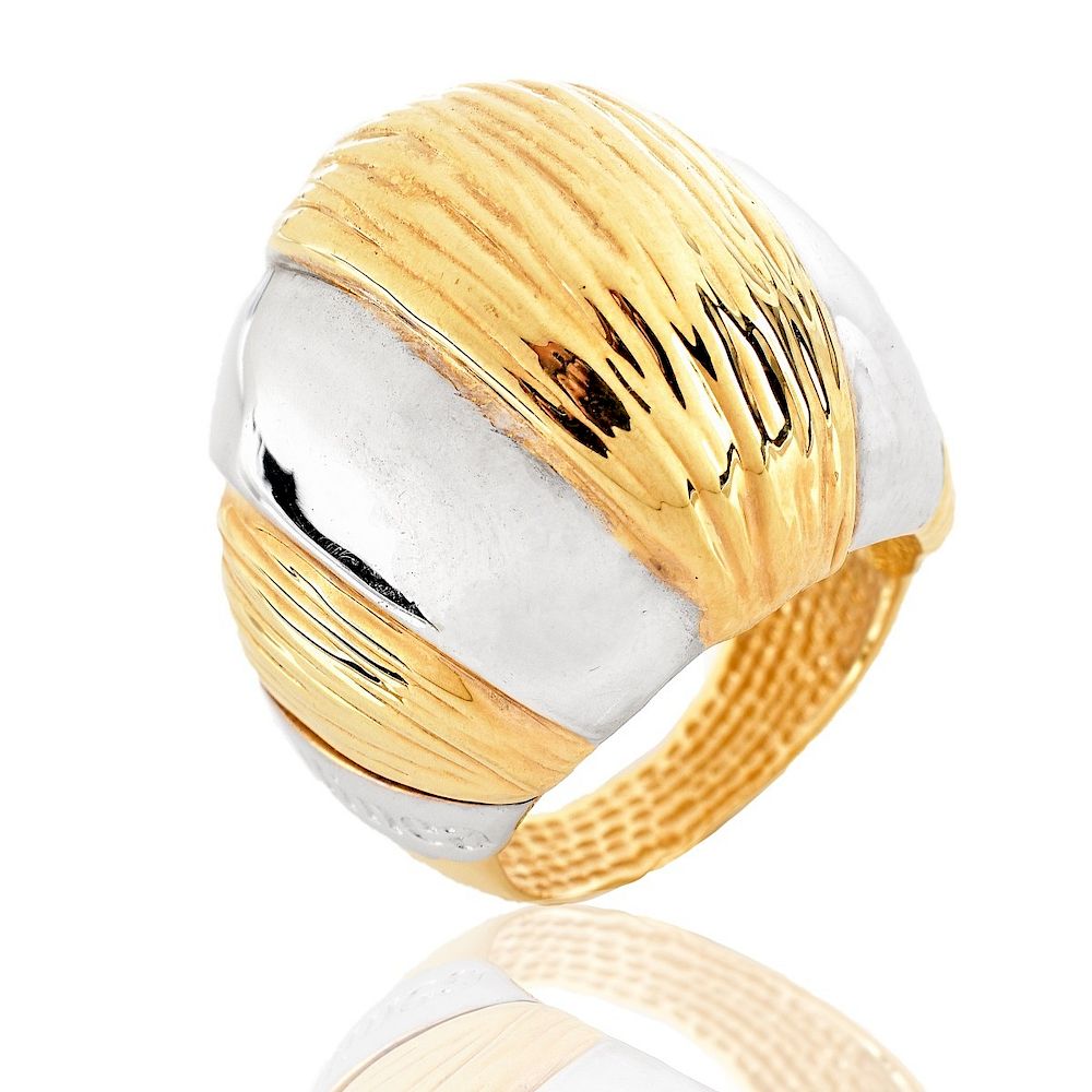 Appraisal: Italian K Gold Ring Contemporary Italian Karat Yellow and White