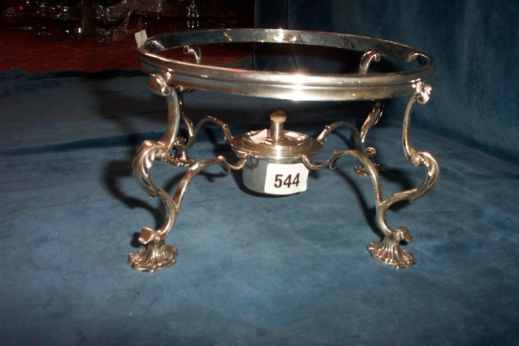 Appraisal: A Georgian style silver spirit burner stand of oval form