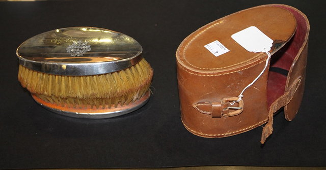 Appraisal: A PAIR OF GENTLEMEN'S HAIRBRUSHES of oval form with plain