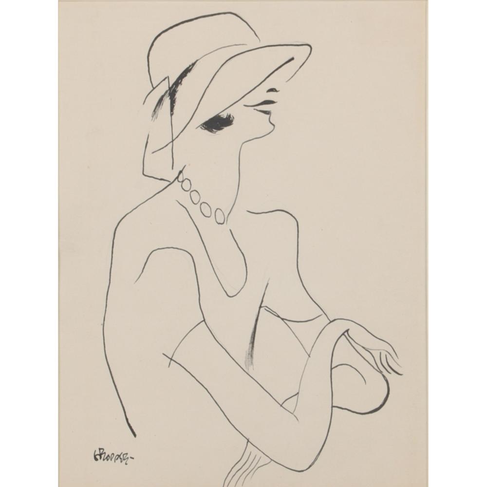 Appraisal: William Gropper New York - portrait of lady in hat