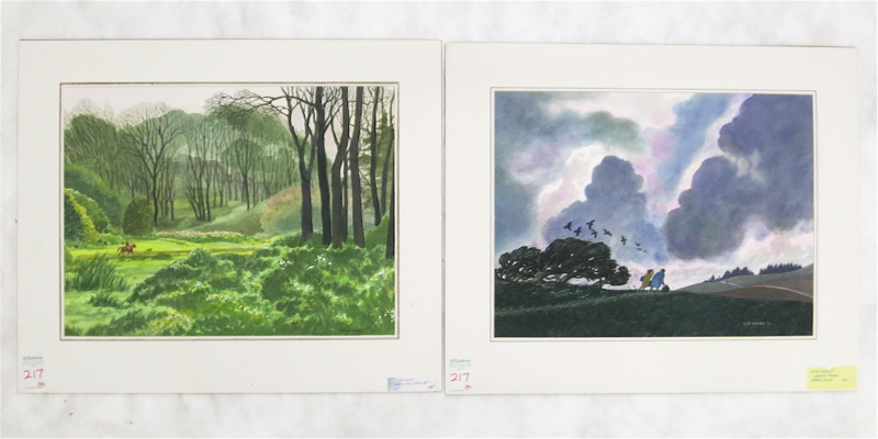 Appraisal: CLIVE DAVIES TWO WATERCOLORS ON PAPER Wales Oregon - Spring