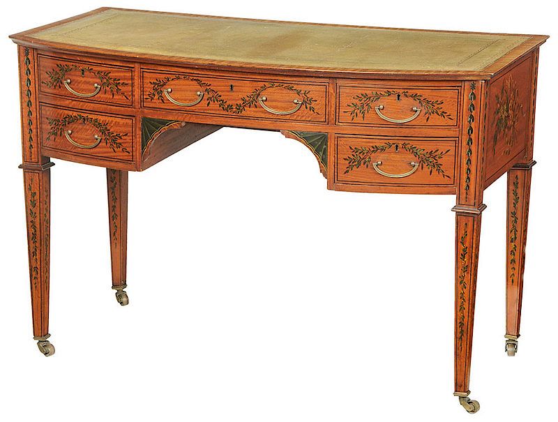 Appraisal: Adam Style Painted Satinwood Writing Desk British late th century