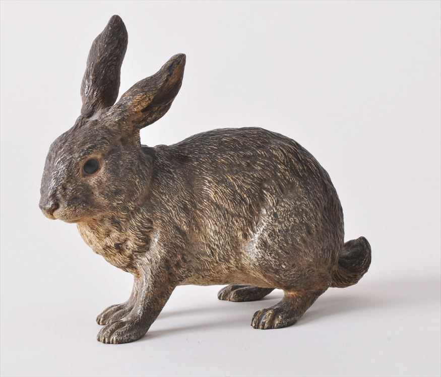 Appraisal: AUSTRIAN COLD-PAINTED METAL FIGURE OF A RABBIT IN ALERT POSE