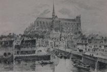 Appraisal: H Toussaint Continental circa City Scene of Amiens Drypoint etching