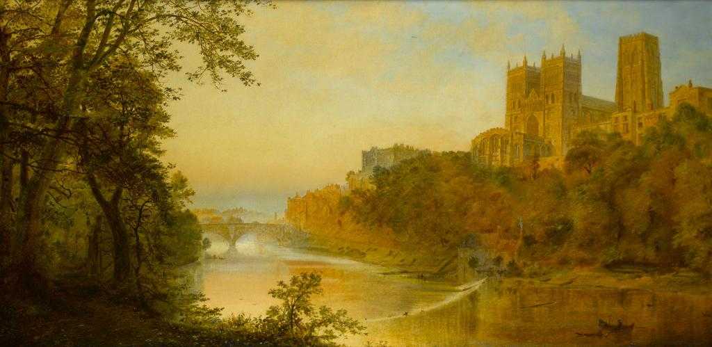 Appraisal: ENGLISH SCHOOL TH CENTURY DURHAM CATHEDRAL FROM THE RIVER WEAR