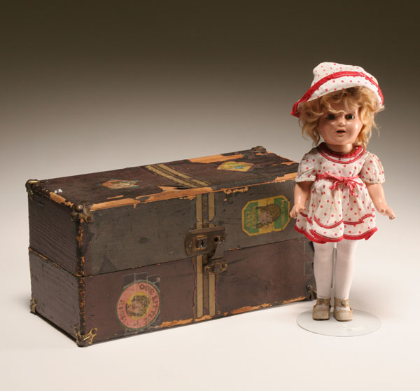 Appraisal: Ideal Shirley Temple composition doll in with trunk ca s