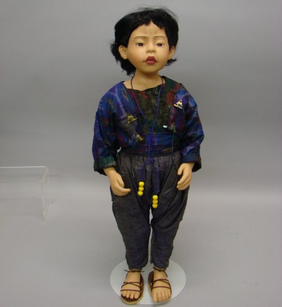 Appraisal: Vinyl cloth Gotz Asian boy doll Black HH wig stationary