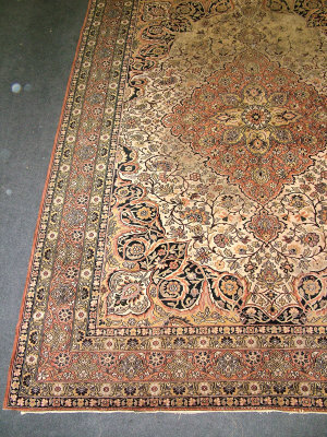 Appraisal: A machine made carpet of Kashan design with pole medallion