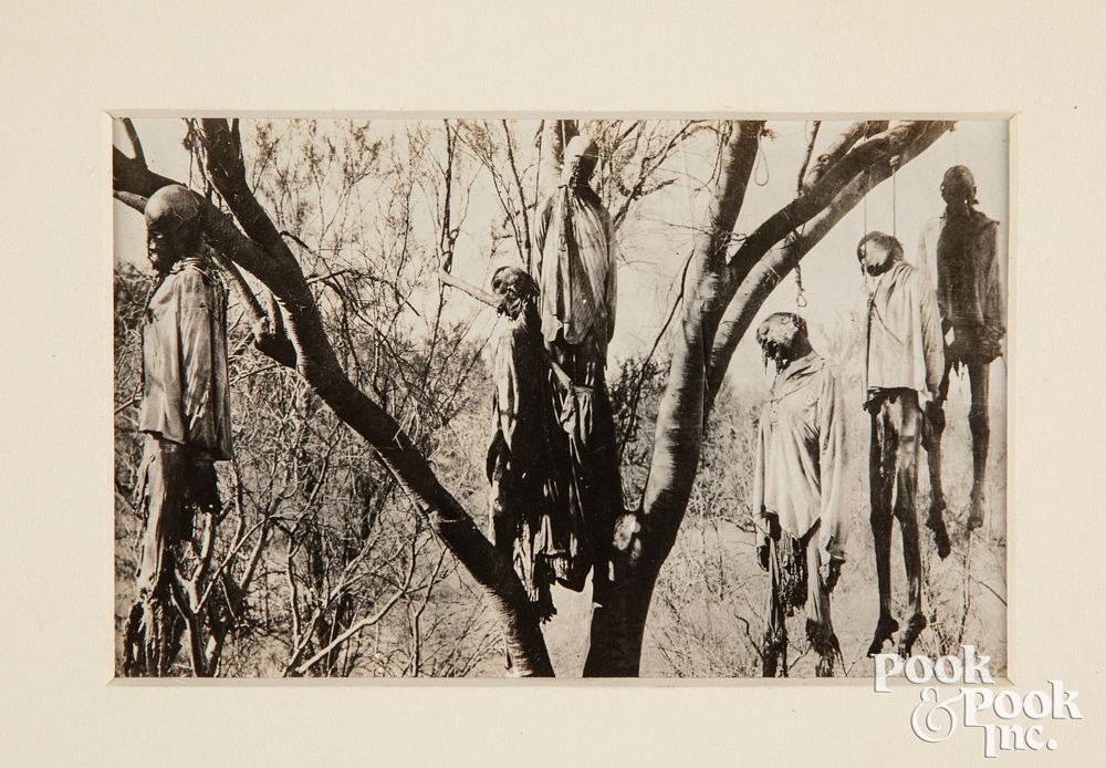 Appraisal: Photograph of a lynching of six Yaqui men Silver gelatin