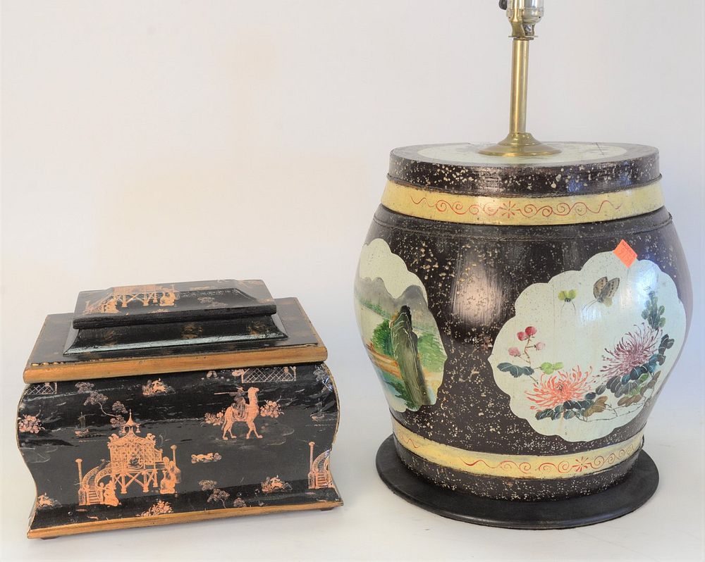 Appraisal: Eight Piece Group of Oriental Lacquered and Painted Boxes to