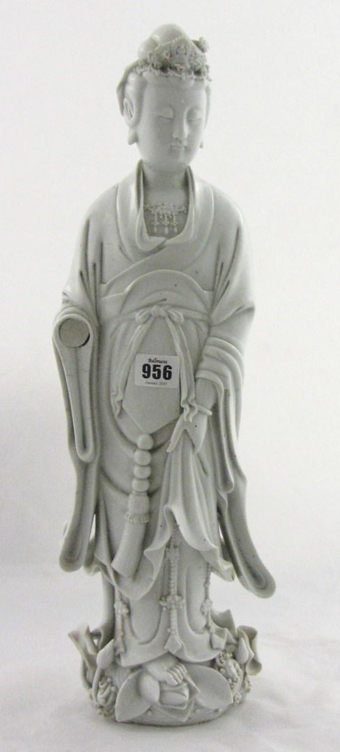 Appraisal: A large Dehua figure of Guanyin th th century modelled