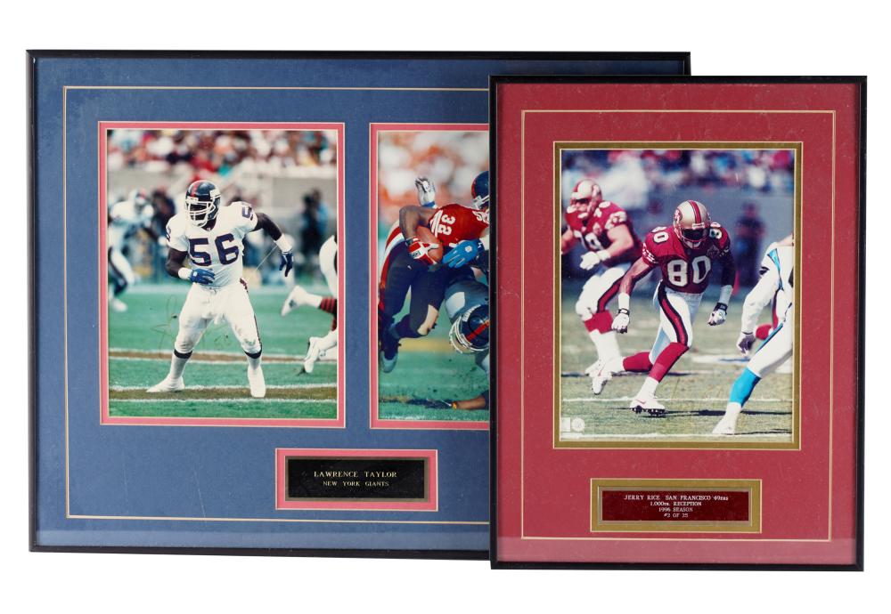 Appraisal: TWO NFL FRAMED PHOTO DISPLAYSone Jerry Rice x inches frame