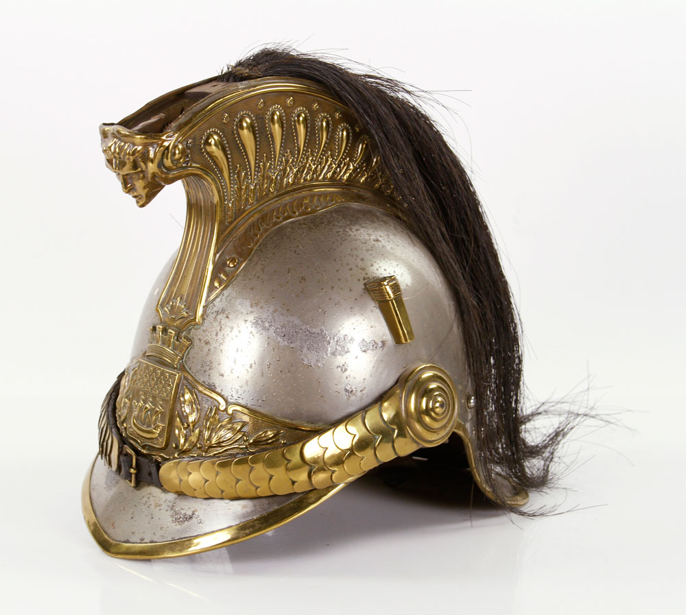 Appraisal: - Napoleonic Style Parade Helmet Napoleonic style brass mounted white