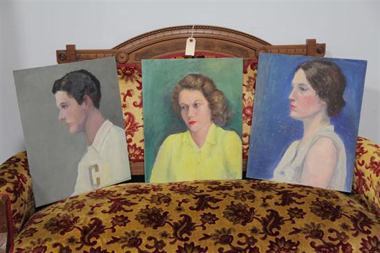 Appraisal: THREE PORTRAIT PAINTINGS BY DORA G MCCOLLISTER OHIO - Oil