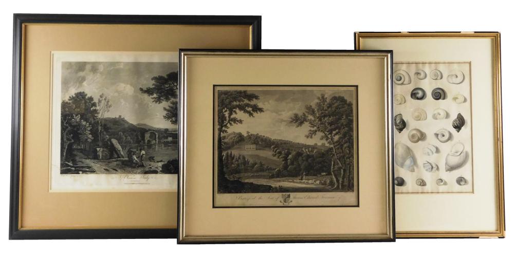 Appraisal: Three framed prints an engraving by J Boydell A View