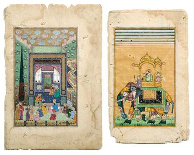 Appraisal: Two Indian manuscript pages both pigment on paper one of