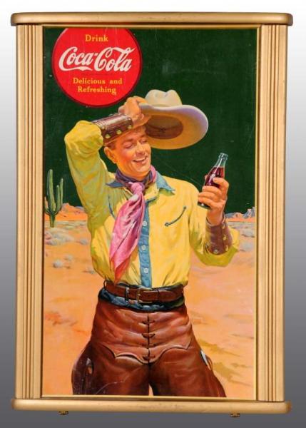 Appraisal: Coca-Cola Cowboy Poster Description Complete with original gold Coke issued