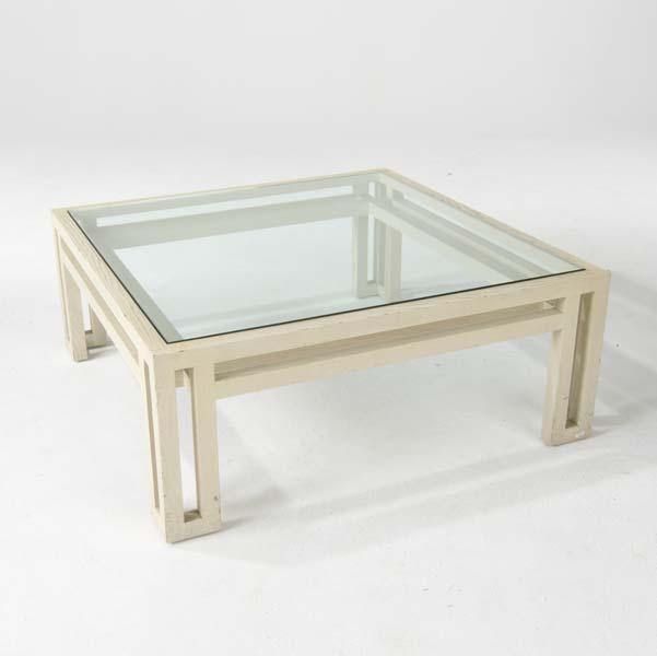 Appraisal: MODERN Coffee table with cerused oak frame and glass top