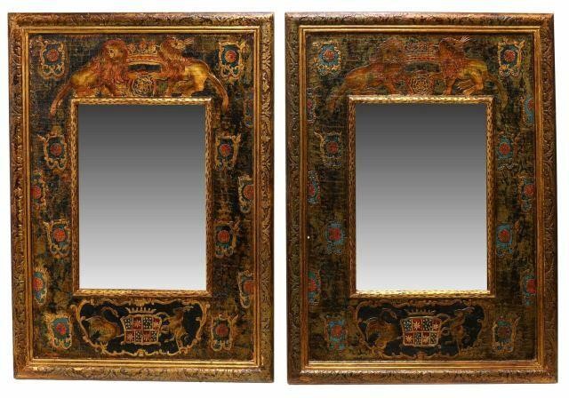 Appraisal: pair Decorative lacquered hanging wall mirrors late th c each