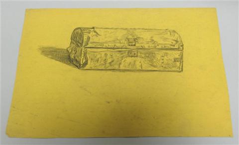 Appraisal: TH CENTURY TRUNK Charcoal on yellow wove paper x cm