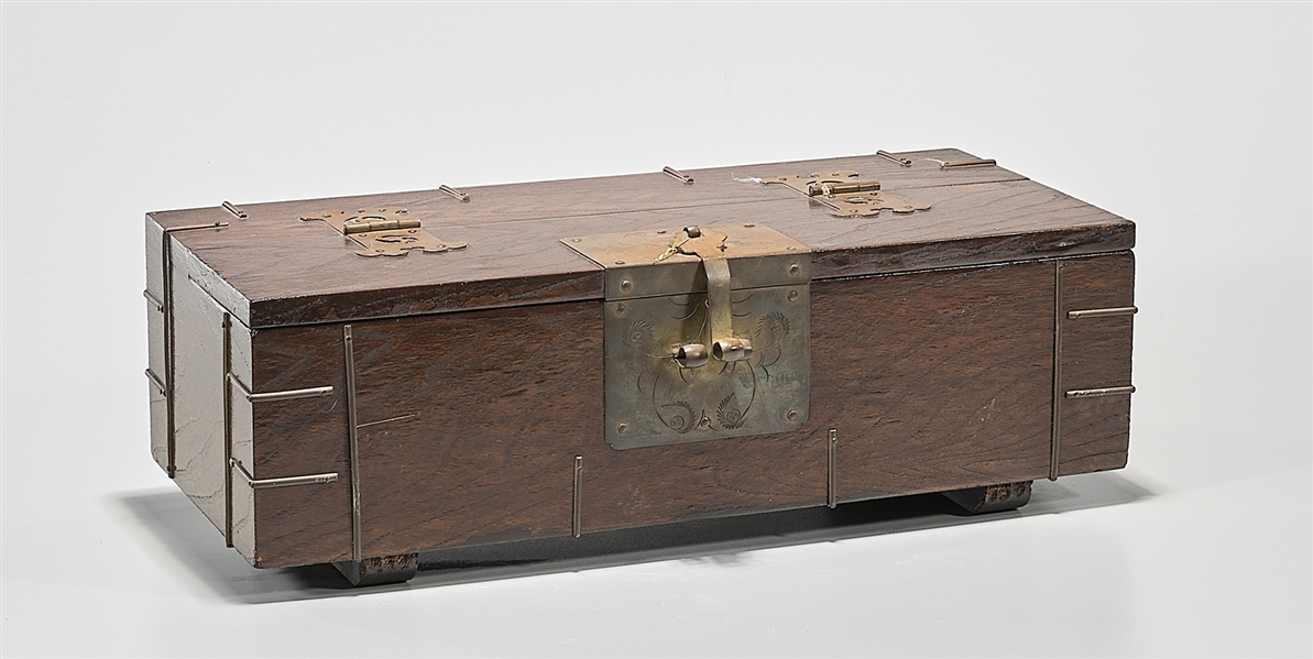 Appraisal: Korean wood covered box with metal hardware x x approx