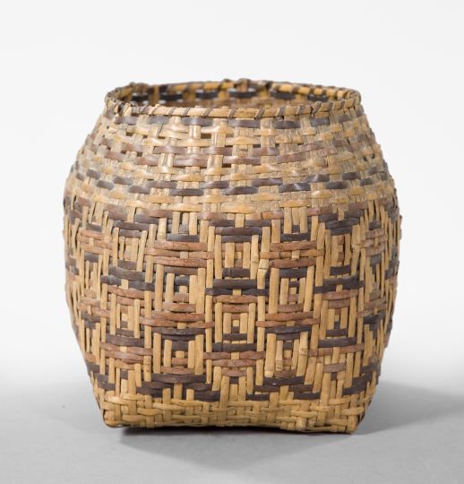 Appraisal: Good Chittamacha Three-Color Woven Splint Basket fourth quarter th century