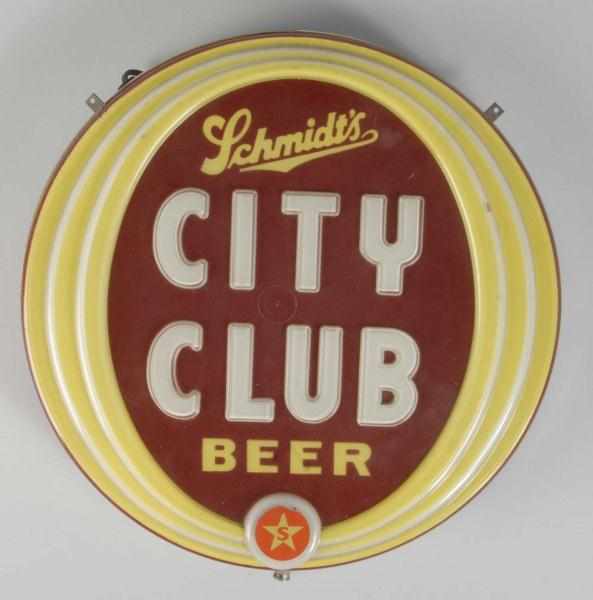 Appraisal: Schmidt's City Club Beer Light-Up Sign Description Working condition with