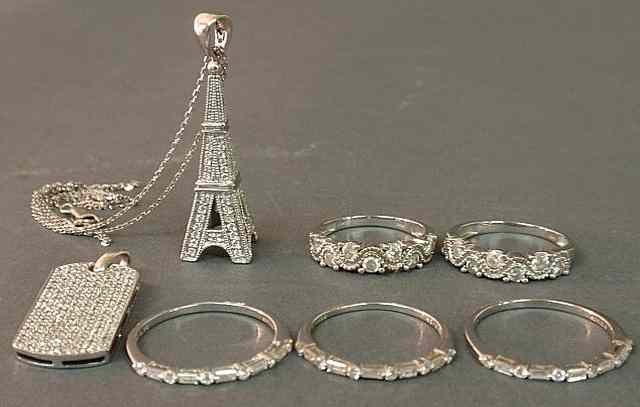 Appraisal: Group of k wg and diamond jewelry- set of three