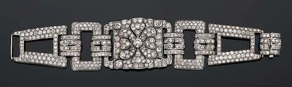 Appraisal: A late art deco diamond and platinum bracelet circa of