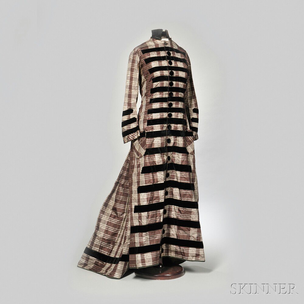 Appraisal: Victorian Plaid Silk and Velvet Dress c the dress of