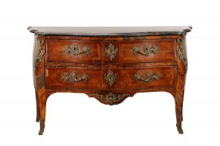 Appraisal: French Louis XV Style Satinwood Bombe Chest French last quarter