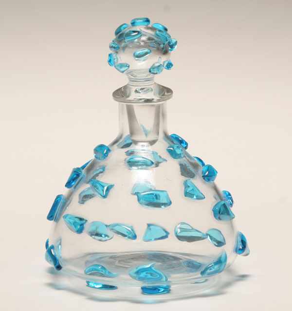 Appraisal: Salviati art glass stoppered bottle with blue applications Signed H