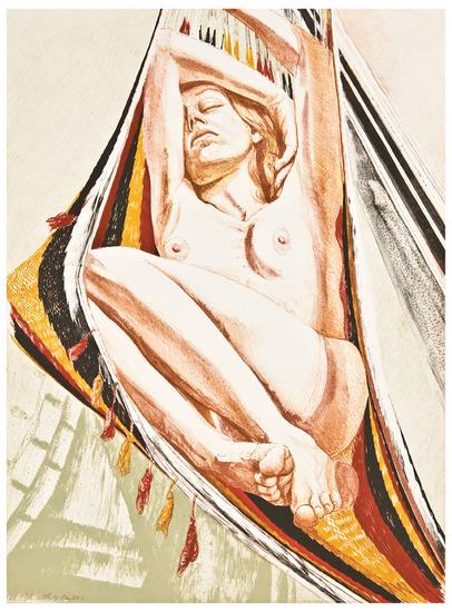 Appraisal: Philip Pearlstein b Nude on Hammock F and Two Nudes