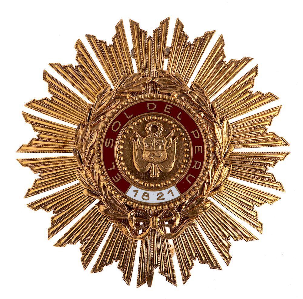 Appraisal: PERU ORDER OF THE SUN OF PERU GRAND CROSS BREAST