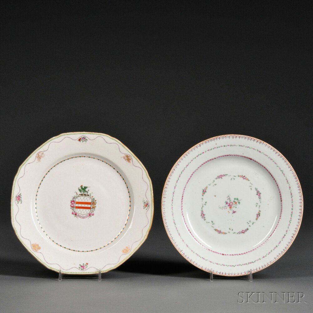 Appraisal: Two Chinese Export Porcelain Dinner Plates late th early th