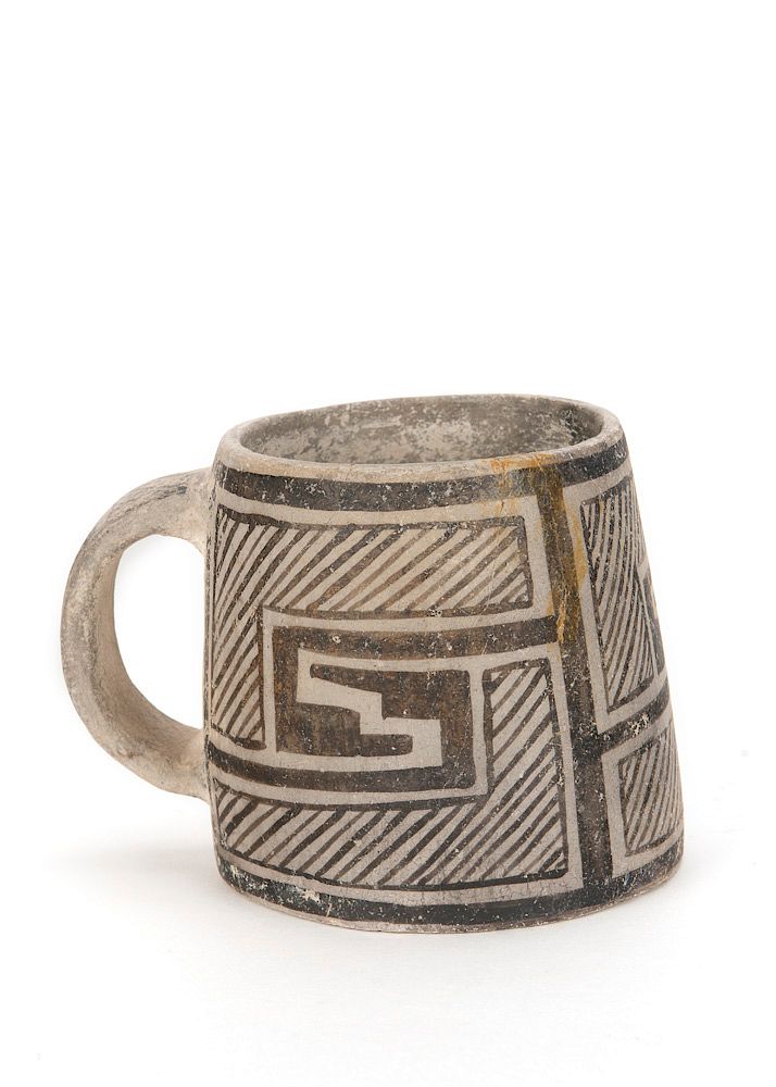 Appraisal: Pre-Pueblo Black-on-White Mesa Verde Mug Pre-Pueblo Black-on-White Mesa Verde Mug