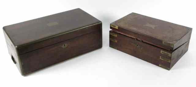 Appraisal: A th Century rosewood and brass bound writing slope the