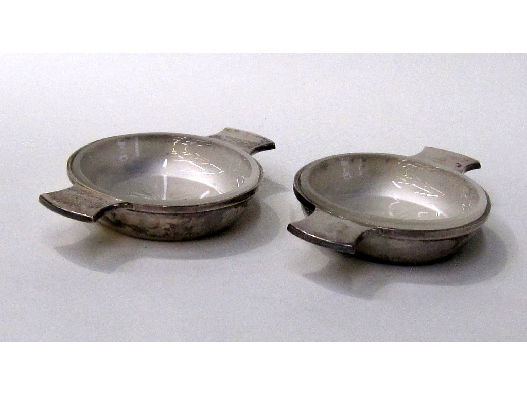 Appraisal: Pair of silver quaich style butter dishes with opalescent glass