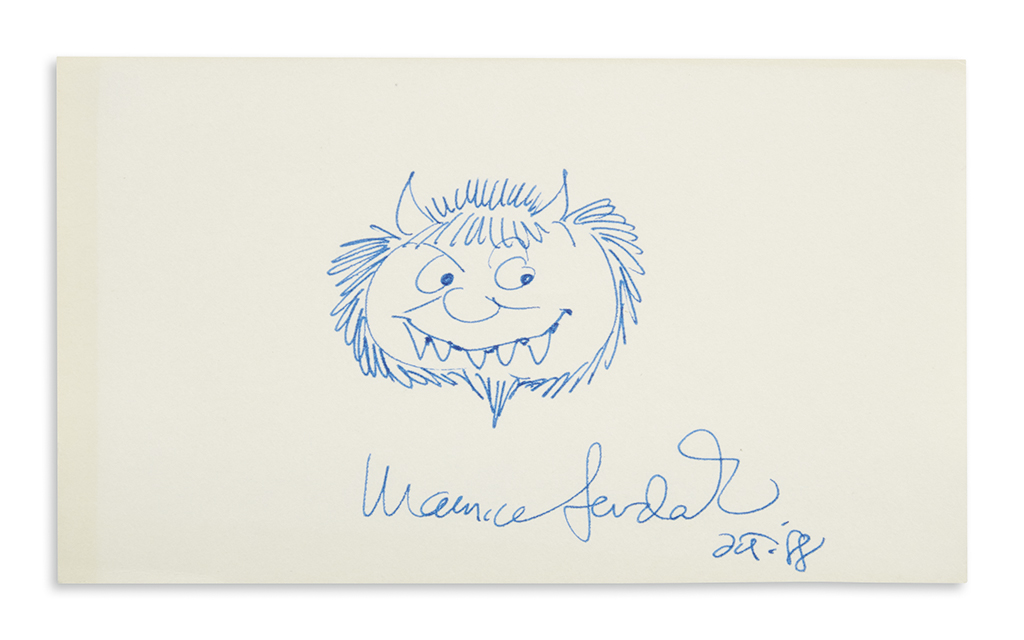 Appraisal: SENDAK MAURICE Ink drawing small sketch of the head of