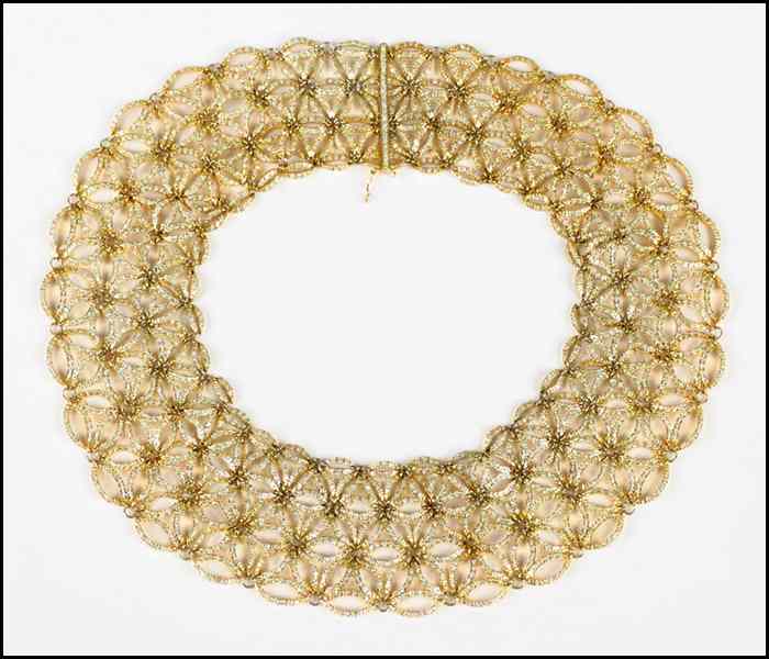 Appraisal: DIAMOND AND KARAT YELLOW GOLD FRINGE NECKLACE Comprised of round