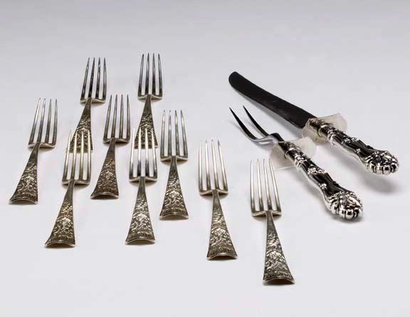 Appraisal: Nine George W Sheibler Company Chrysanthemum -Pattern Dinner Forks the